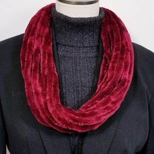 Soft Velour Chunky Velvet Infinity Scarves Red